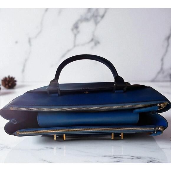 MCM Saffiano Leather Handbag Two-Tone Blue - Picture 6 of 16